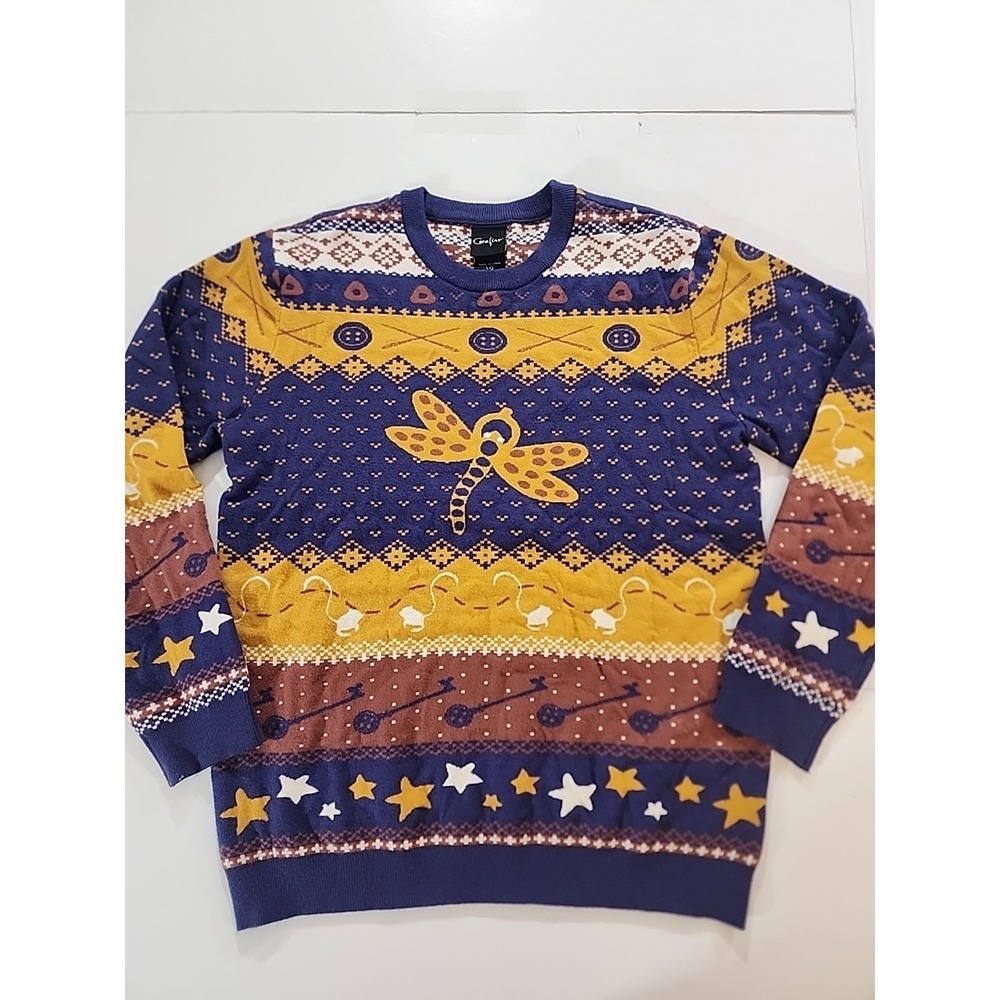 Coraline Laika Sweater Size Large L‎ Dragonfly Key Stars Cozy Knit Mice Fantasy